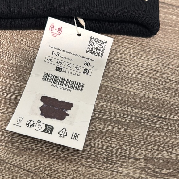 ZARA - (NWT) TODDLER BLACK RIBBED COTTON HAT - SIZE 1-3 - Picture 5 of 7